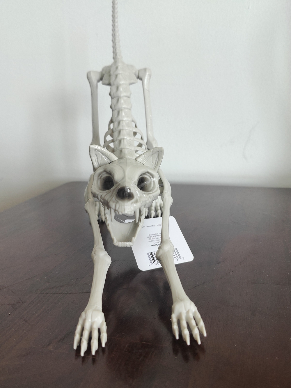 Gray Skeletal Cat Figurine Decorative Accent